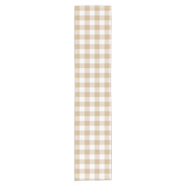 Tan Beige Plaid Gingham Table Runner Korte Tafelloper