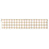 Tan Beige Plaid Gingham Table Runner Korte Tafelloper (Horizontaal)