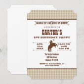 Tan Beige Pset Cowboy Rodeo Birthday Uitnodiging (Voorkant / Achterkant)