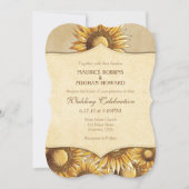 Tan Beige Rustic Sunflower Wedding Uitnodiging (Voorkant)