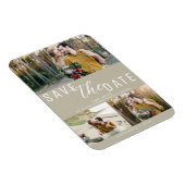 Tan Beige Save the Date Wedding 3 Foto's Magneet (Rechterzijde)
