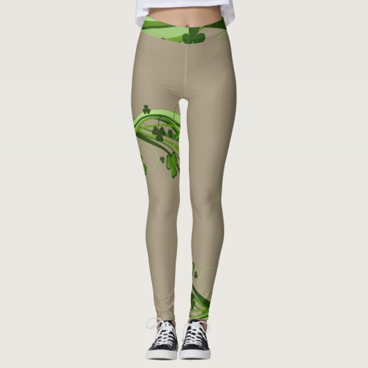 Tan Beige St Patrick's Day Leggings Patrick Pants (Voorkant)