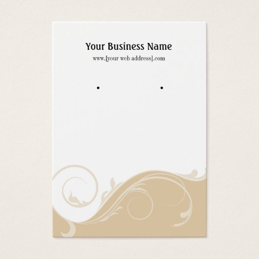 Tan Beige Swirl Custom Earring Display Card Visitekaartje (Voorkant)