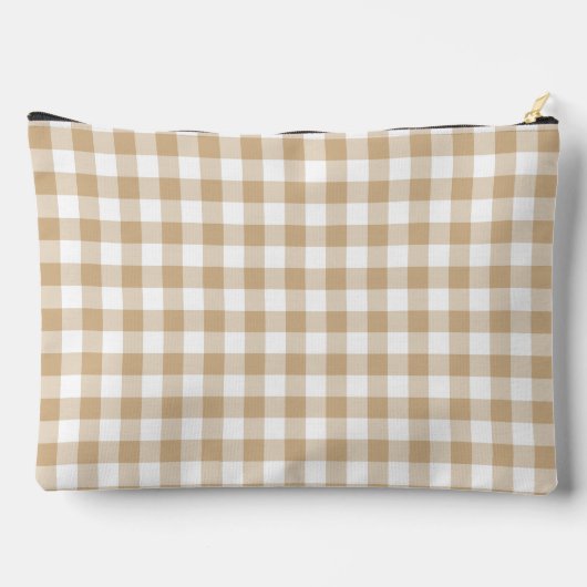 Tan Beige White Gingham Plaid Etui (Achterkant)