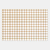 Tan Beige White Gingham Plaid Inpakpapier Vel (Voorkant 2)