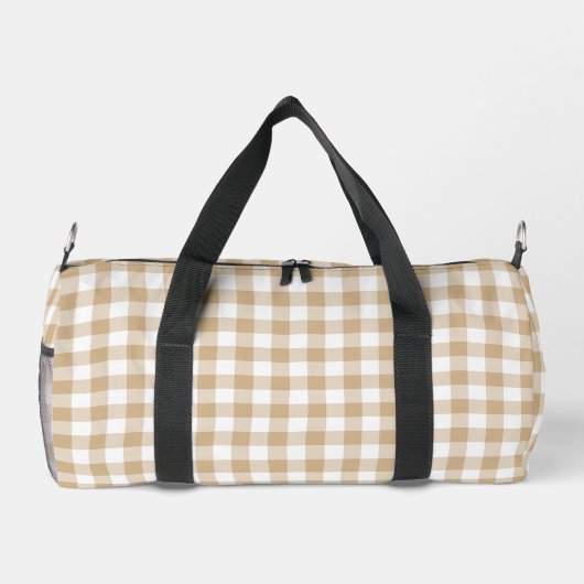 Tan Beige White Gingham Plaid Plunjezak (Achterkant)