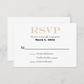 Tan Beige White Plain Simple Wedding RSVP-Kaarten RSVP Kaartje (Voorkant / Achterkant)