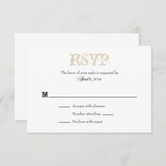 Tan Beige White Plain Simple Wedding RSVP-Kaarten RSVP Kaartje (Voorkant / Achterkant)