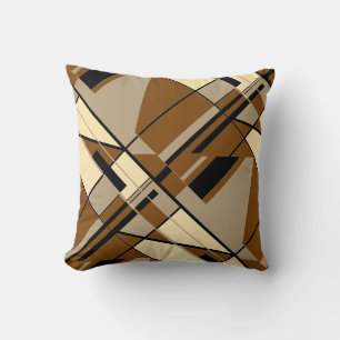 Tan Beige Zwart Bruin Diagonaal Abstract Art Desig Kussen