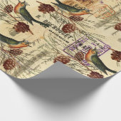 Tan Birds Pine Cones kerst Cadeaupapier (Hoek)