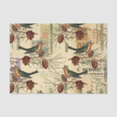 Tan Birds Pine Cones kerst Tissuepapier (Voorkant)