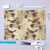  Tan Birds Pine Cones kerst Tissuepapier (Craft)