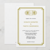 Tan black art deco retro Hollywood glam bruiloft Kaart (Voorkant / Achterkant)