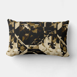 Tan Black & Beige Abstract geometrisch patroon Kussen