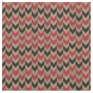 Tan, Black, Dark Red Burlap Textiel Arrow Stof