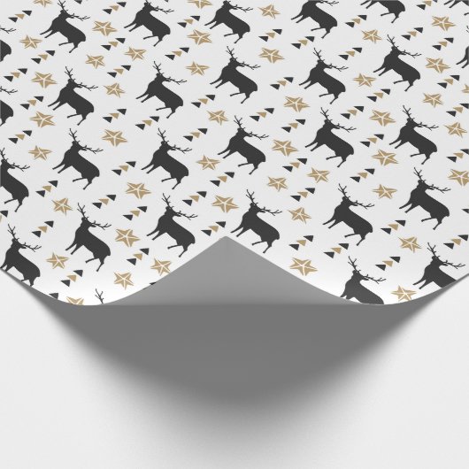 Tan & Black Deer Pattern, Kerstmis Cadeaupapier (Hoek)