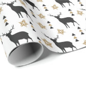 Tan & Black Deer Pattern, Kerstmis Cadeaupapier (Rol Hoek)