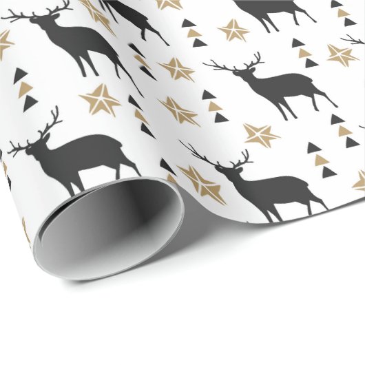 Tan & Black Deer Pattern, Kerstmis Cadeaupapier (Rol Hoek)