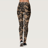 Tan & Black Elegant Faux Lace Spandex Leggings (Achterkant)