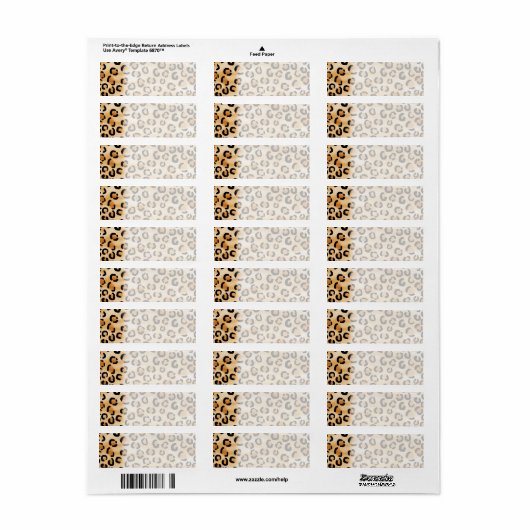 Tan, Black en Brown Leopard Print Pattern. Etiket (Full Sheet)