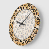 Tan, Black en Brown Leopard Print Pattern. Grote Klok (Hoek)