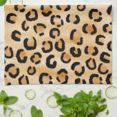 Tan, Black en Brown Leopard Print Pattern. Theedoek (Gevouwen)