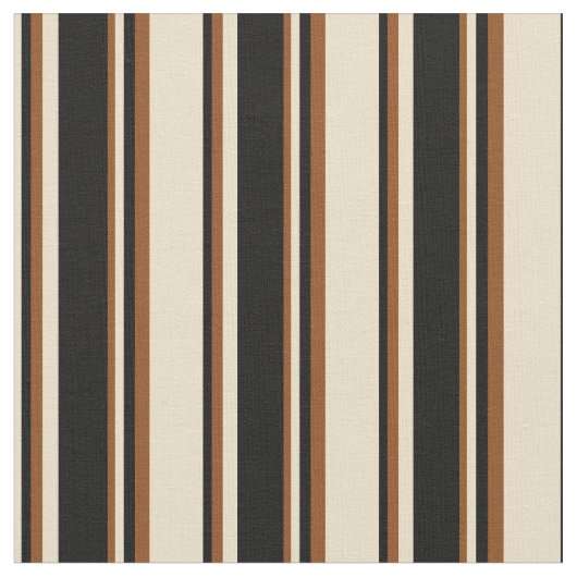 Tan, Black en Brown Lines/Stripes Pattern Stof (Close Up)