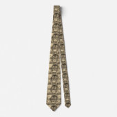 Tan/Black Lion Head Print op Mannen Necktie Stropdas (Voorkant)