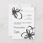 Tan & Black Modern Wedding RSVP met bloemen (Achterkant)