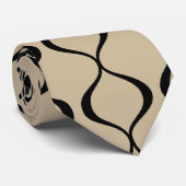 Tan & Black Modernistic Mid-Century Stropdas (Opgerold)