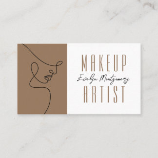 Tan Black QR Code Script Makeup Business Card Visitekaartje