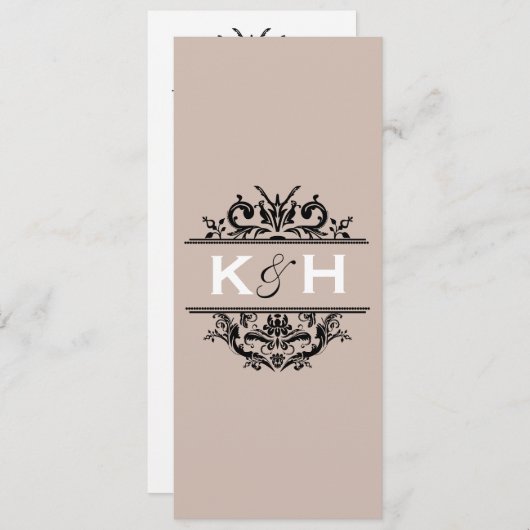 Tan & Black Skinny Crest Invite Kaart (Voorkant / Achterkant)