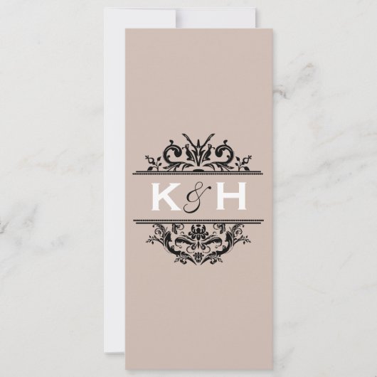 Tan & Black Skinny Crest Invite Kaart (Voorkant)