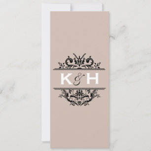 Tan & Black Skinny Crest Invite Kaart