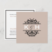 Tan & Black Square Crest Invite Kaart (Voorkant / Achterkant)