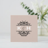 Tan & Black Square Crest Invite Kaart (Staand voorkant)