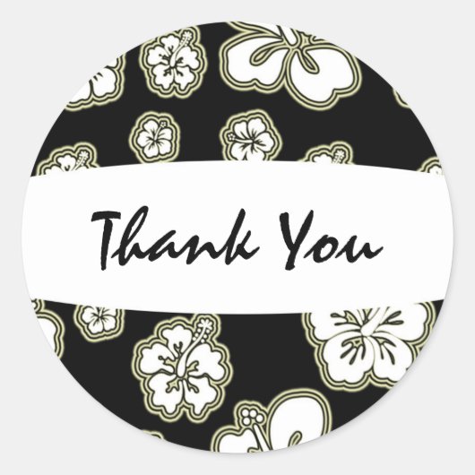Tan & Black White Elegant Hibiscus Floral Sticker (Voorkant)