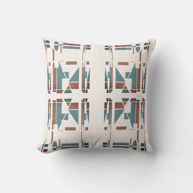 Tan Blauwgroen Blauw Wit Zuidwesten kijken Grote M Kussen (Voorkant)