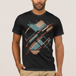 Tan Blauwgroen Rust Slanted MCM Look Geometrisch A T-shirt