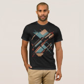 Tan Blauwgroen Rust Slanted MCM Look Geometrisch A T-shirt (Voorkant volledig)