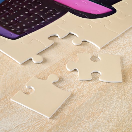 Tan Bloemen Retro Hippie Van Kunst Legpuzzel (Zijkant)