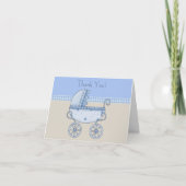 Tan Blue Carriage Baby Boy Bedankt Kaarten (Voorkant)