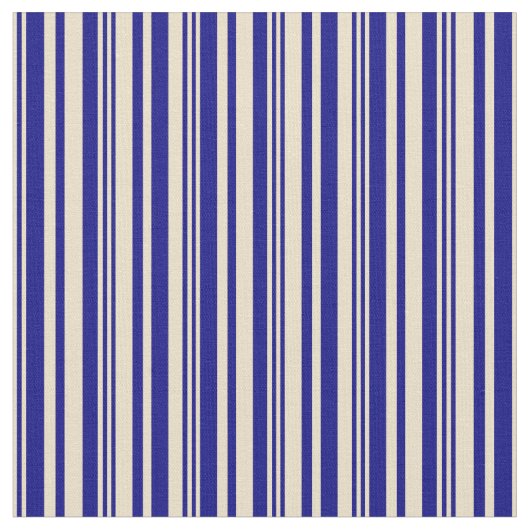 Tan & Blue Colored Stripes/Lines Patroon Stof (Close Up)