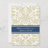 Tan Blue Damask repesal Dinner Party Kaart (Voorkant)