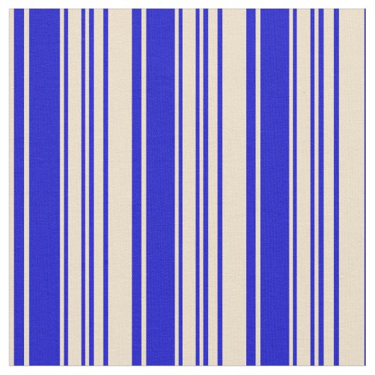 Tan & Blue Lines/Stripes Patroon Stof (Close Up)