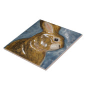 Tan Blue Rabbit Animal Natuur Sculpted look Decor Tegeltje (Zijkant)