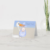 Tan Blue Stork Baby Boy Bedankt Kaarten (Voorkant)