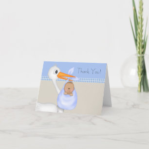 Tan Blue Stork Baby Boy Bedankt Kaarten