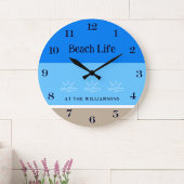 Tan Blue Stripes familienaam Beach House Grote Klok