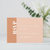 Tan & Blush Bold Modern Minimalist Boho RSVP-kaart RSVP Kaartje (Staand voorkant)